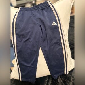Adidas Kids Blue Joggers with White Stripes